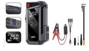 בוסטר התנעה לרכב 8000MA כולל קומפרסור לניפוח גלגלים GPT דגם BO16COM – תמונה 2